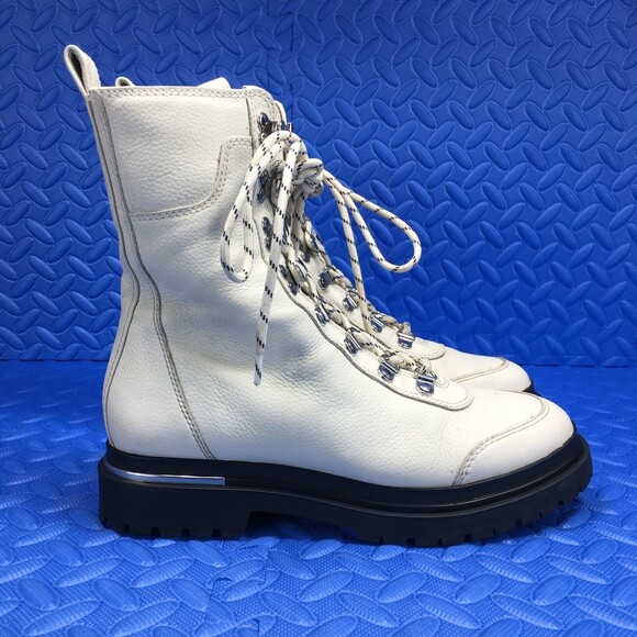Via Spiga Shoes - Via Spiga Tavvi Womens Shoes Size 7.5 White Leather Side Zip Lace Up Ankle Boots